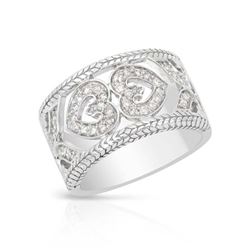 Genuine 0.38 TCW 14K White Gold Ladies Ring - REF-93N3A