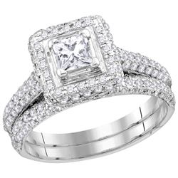 1.25 CTW Princess Natural Diamond Bridal Engagement Ring 14K White Gold