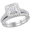 1.25 CTW Princess Natural Diamond Bridal Engagement Ring 14K White Gold