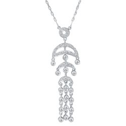 Genuine 0.63 TCW 18K White Gold Ladies Necklace - REF-86K3R