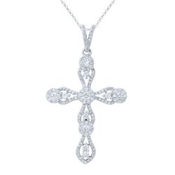 14K White Gold 0.9CTW Ladies Diamond Pendant - REF-92K5R