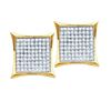 Image 1 : 0.45 CTW Natural Diamond Square Cluster Screwback Earrings 10K Yellow Gold