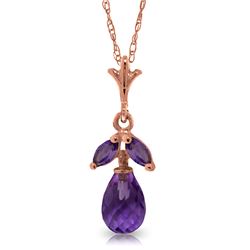 Genuine 1.70 ctw Amethyst Necklace Jewelry 14KT Rose Gold - REF-16P3H