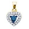 Image 1 : 0.2 CTW Blue Colored Diamond Heart Love Pendant 10K Yellow Gold