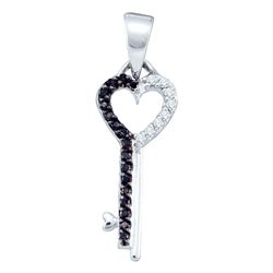1 CTW Black Colored Diamond Key Love Pendant 10K White Gold