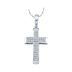 0.15 CTW Natural Diamond Cross Pendant 10K White Gold