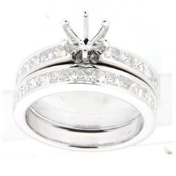 14K White Gold 1.97CTW Diamond Wedding Ring Set - REF-376F2M