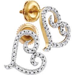 0.15 CTW Natural Diamond Heart Love Earrings 10K Yellow Gold