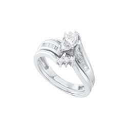 0.5 CTW Marquise Natural Diamond Solitaire Bridal Set 14K White Gold