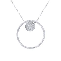 Genuine 1.08 TCW 18K White Gold Ladies Necklace - REF-152F8M