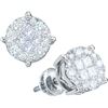 0.5 CTW Princess Diamond Cluster Screwback Stud Unisex Mens Earrings 14K White Gold