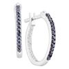 Image 1 : 0.25 CTW Black Colored Natural Diamond Inside-Outside In Out Fine Hoop Earrings 14K White Gold