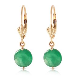 Genuine 3.3 ctw Emerald Earrings Jewelry 14KT Yellow Gold - REF-50H6X