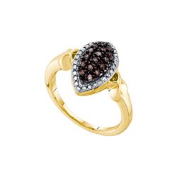 0.22 CTW Cognac-brown Colored Diamond Cluster Ring 10K Yellow Gold