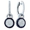 Image 1 : 0.5 CTW Black Colored Diamond Circle Cluster Dangle Drop Earrings 10K White Gold