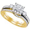 0.88 CTW Natural Princess Diamond Bridal Engagement Ring 14K Yellow Gold