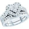1 CTW Natural Princess Diamond Heart Bridal Ring 14K White Gold
