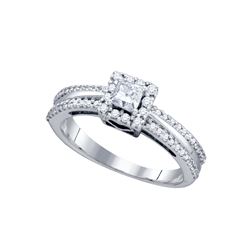 0.5 CTW Princess Natural Diamond Princess Bridal Engagement Ring 14K White Gold