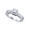 0.5 CTW Princess Natural Diamond Princess Bridal Engagement Ring 14K White Gold