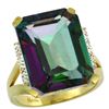 Natural 12.13 ctw Mystic-topaz & Diamond Engagement Ring 14K Yellow Gold - REF-71V2F