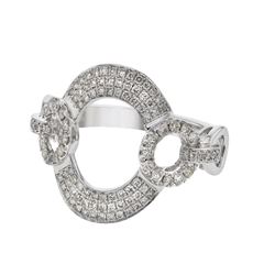 18K White Gold 0.59CTW Diamond Fashion Ring - REF-112Y6X