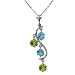 Genuine 2.3 ctw Blue Topaz Necklace Jewelry 14KT White Gold - REF-30Y2F