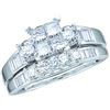 1 CTW Princess Natural Diamond Bridal Ring 10K White Gold