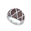 1 CTW Cognac-brown Diamond Wide Striped Cocktail Band 10K White Gold