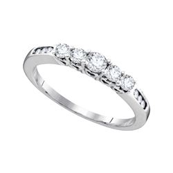 0.46 CTW Natural 5-stone Diamond Bridal Engagement Anniversary Ring 14K White Gold