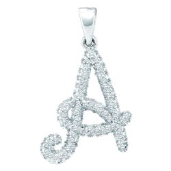 0.17 CTW Natural Diamond Letter A Pendant 10K White Gold