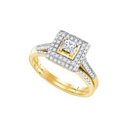 0.2 CTW Natural Diamond Halo Bridal Engagement Ring 14K Yellow Gold