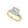 0.2 CTW Natural Diamond Halo Bridal Engagement Ring 14K Yellow Gold