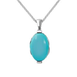 14K Gold 20.66 CTW Turquoise & Diamond Necklace - REF-117W2H