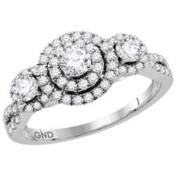 1 CTW Natural Diamond Solitaire Bridal Engagement Ring 14K White Gold