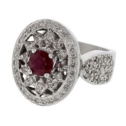 14K White Gold 2.33CTW Diamond&Ruby Fashion Ring - REF-170R6K