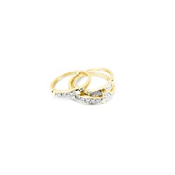 1 CTW Diamond Matching Trio Bridal His & Hers Mens Ring 10K Yellow Gold