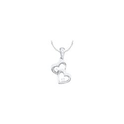 0.15 CTW Natural Diamond Double Heart Valentines Love Pendant 14K White Gold