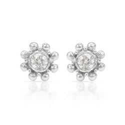 Genuine 0.2 TCW 14K White Gold Ladies Earring - REF-36N4A