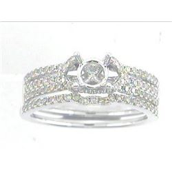 14K White Gold 0.61CTW Diamond Wedding Ring Set - REF-77M7F