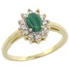 Image 1 : Natural 0.67 ctw Malachite & Diamond Engagement Ring 14K Yellow Gold - REF-47W7K