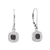 Image 1 : 0.24 CTW Black Colored Diamond Square-shape Dangle Leverback Slender Earrings 14K White Gold