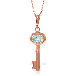 Genuine 0.50 ctw Aquamarine Necklace Jewelry 14KT Rose Gold - REF-32A9K