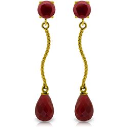 Genuine 7.9 ctw Ruby Earrings Jewelry 14KT Yellow Gold - REF-28P9H