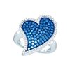 Image 1 : 1.50 CTW Blue Colored Diamond Heart Love Cluster Ring 10K White Gold