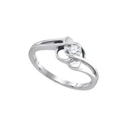 0.15 CTW Natural Diamond Solitaire Promise Bridal Ring 10K White Gold