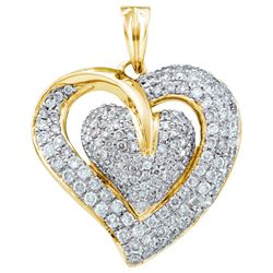 1 CTW Natural Diamond Heart Love Anniversary Pendant 14K Yellow Gold