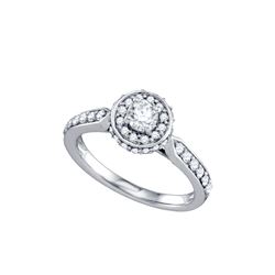 0.75 CTW Natural Diamond Halo Bridal Engagement Ring 14K White Gold