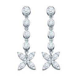 0.75 CTW Natural Diamond Dangle Earrings 10K White Gold