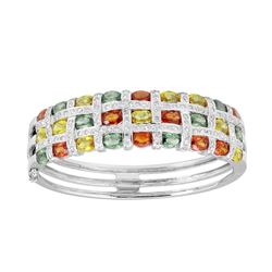 Genuine 18 TCW 14K White Gold Ladies Bangle - REF-473H2W