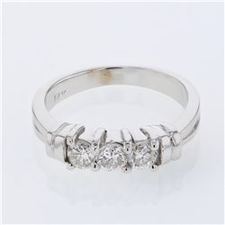 3 Stone Diamond Band in 14K White Gold - REF-84H6W